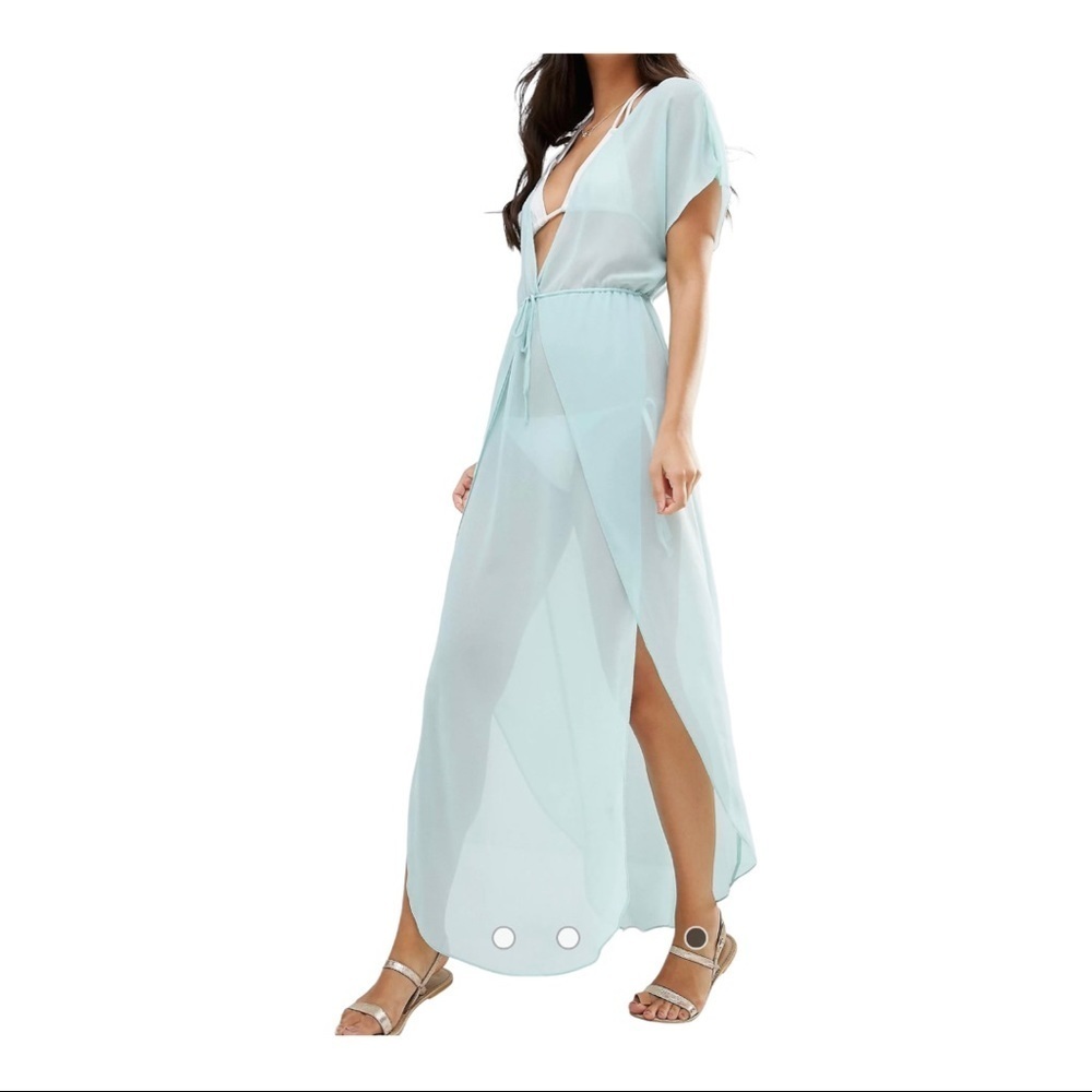 ASOS Wrap Front Chiffon Maxi Beach Kaftan Size 0 - Picture 7 of 12